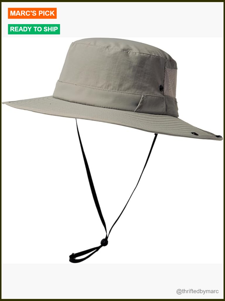 Men's Wide Brim Sun Hat Upf 50+ Waterproof Packable Mesh Boonie Bucket Cap